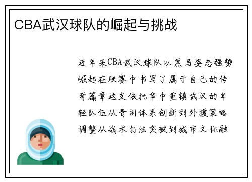 CBA武汉球队的崛起与挑战
